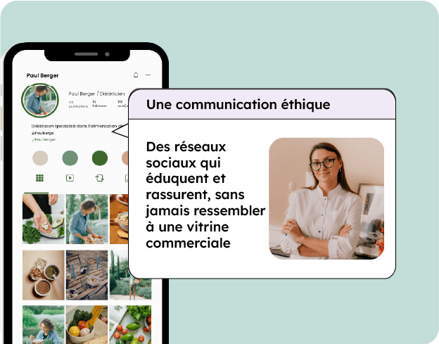 Maquette Instagram professionnel de santé : communication éthique, contenu pédagogique et rassurant