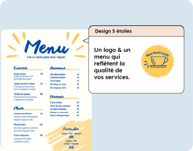 Maquette menu et identité visuelle restaurant : logo, carte et qualité perçue